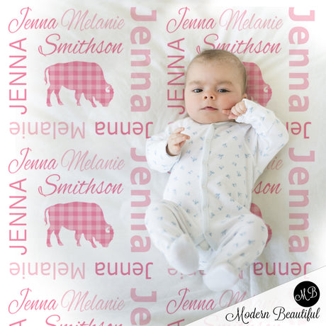 baby girl plaid buffalo blanket