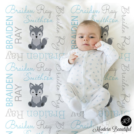 baby boy wolf blanket