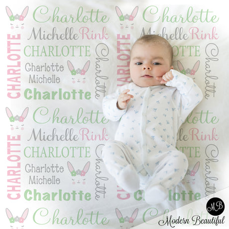 Bunny baby girl name blanket