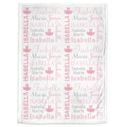 Personalized ballet theme baby blanket, tutu girls blanket with name, newborn ballet tutu baby gift, ballet baby swaddle, pink and mint