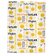 Personalized girl sunshine baby blanket, summer sun swaddle blanket, sun newborn baby gift with name, summer sunshine baby girl gift,