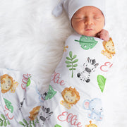 Safari Animals Swaddle Blanket - Jersey for Girl