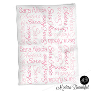 Baby Girl Name Blanket in Pink, personalized name blanket, girl baby blanket, baby shower gift