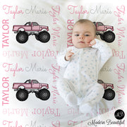 girl monster truck name blanket